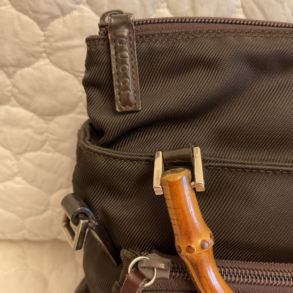 GUCCI Brown/Black Canvas Bamboo Double Handle - Picture 2 of 14